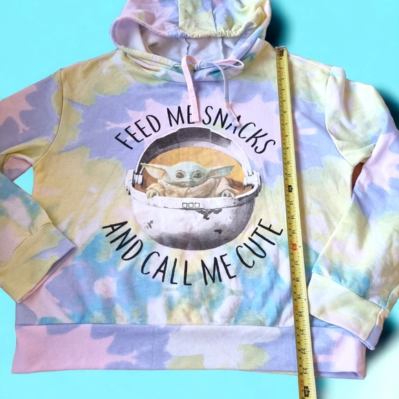 Star Wars Grogu Tie Dye Hoodie "Feed Me Snacks And Call Me Cute" - Picture 6 of 7
